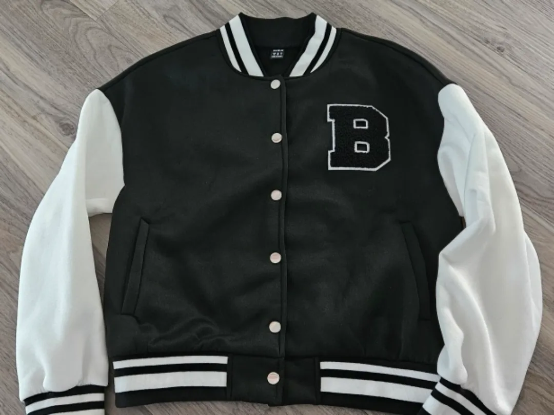 SHEIN Black & White Varsity Jacket - Size M thumbnail