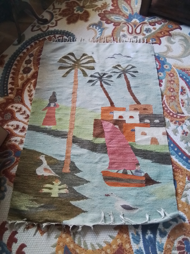 Vintage Egyptian Handwoven Wool Rug