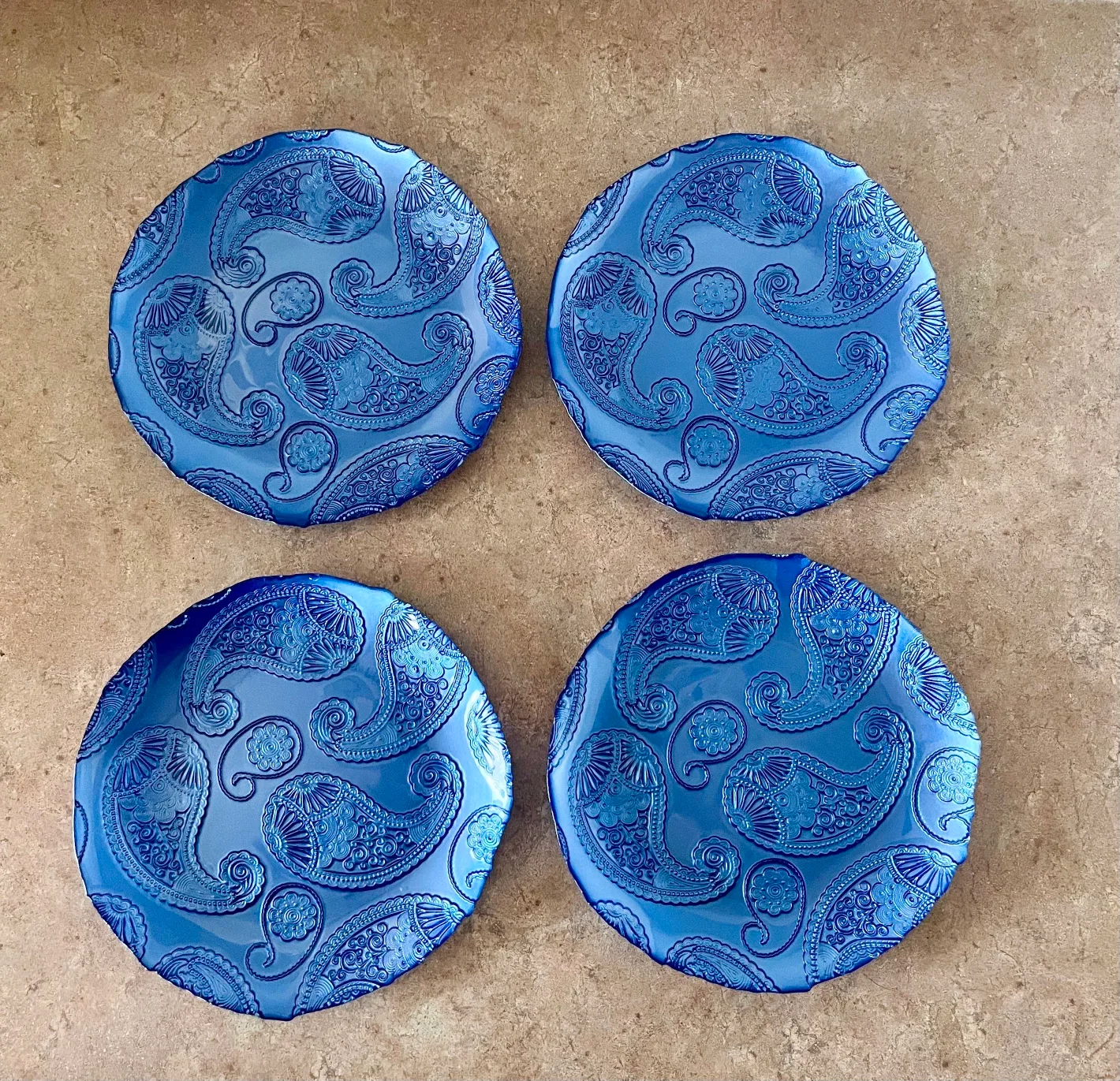 4 Blue Glass Plates -8.5”/21 cm thumbnail