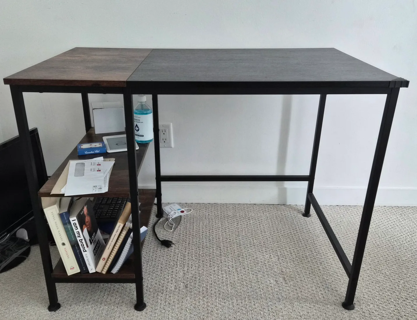 Desk with Shelves - Black & Brown thumbnail