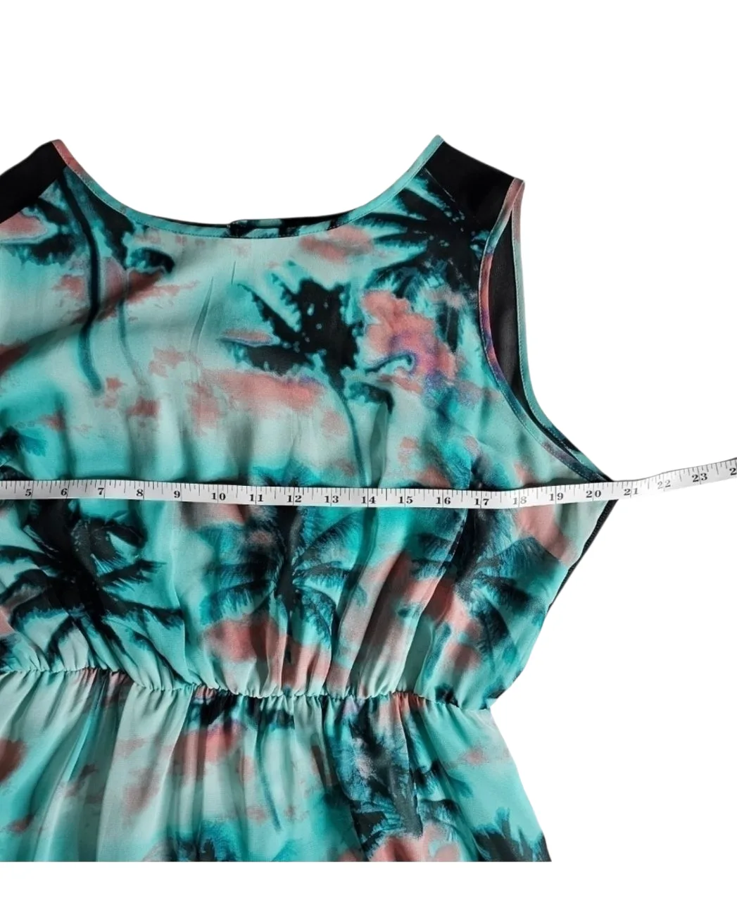 Turquoise Tropical Print Sleeveless Maxi Dress image indicator(5)