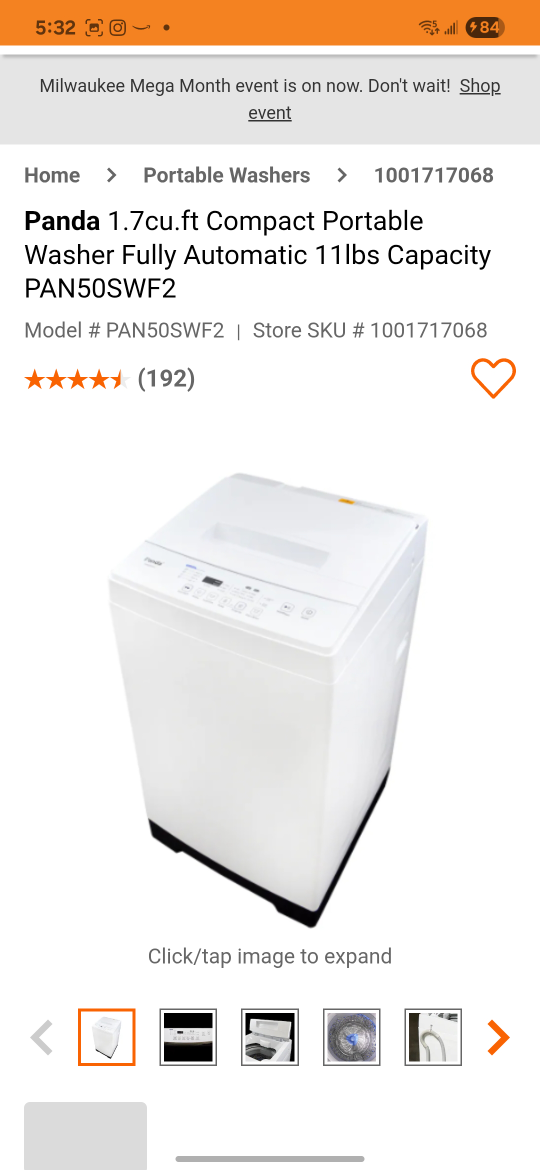 Panda PAN56SGWF2 Portable Washing Machine