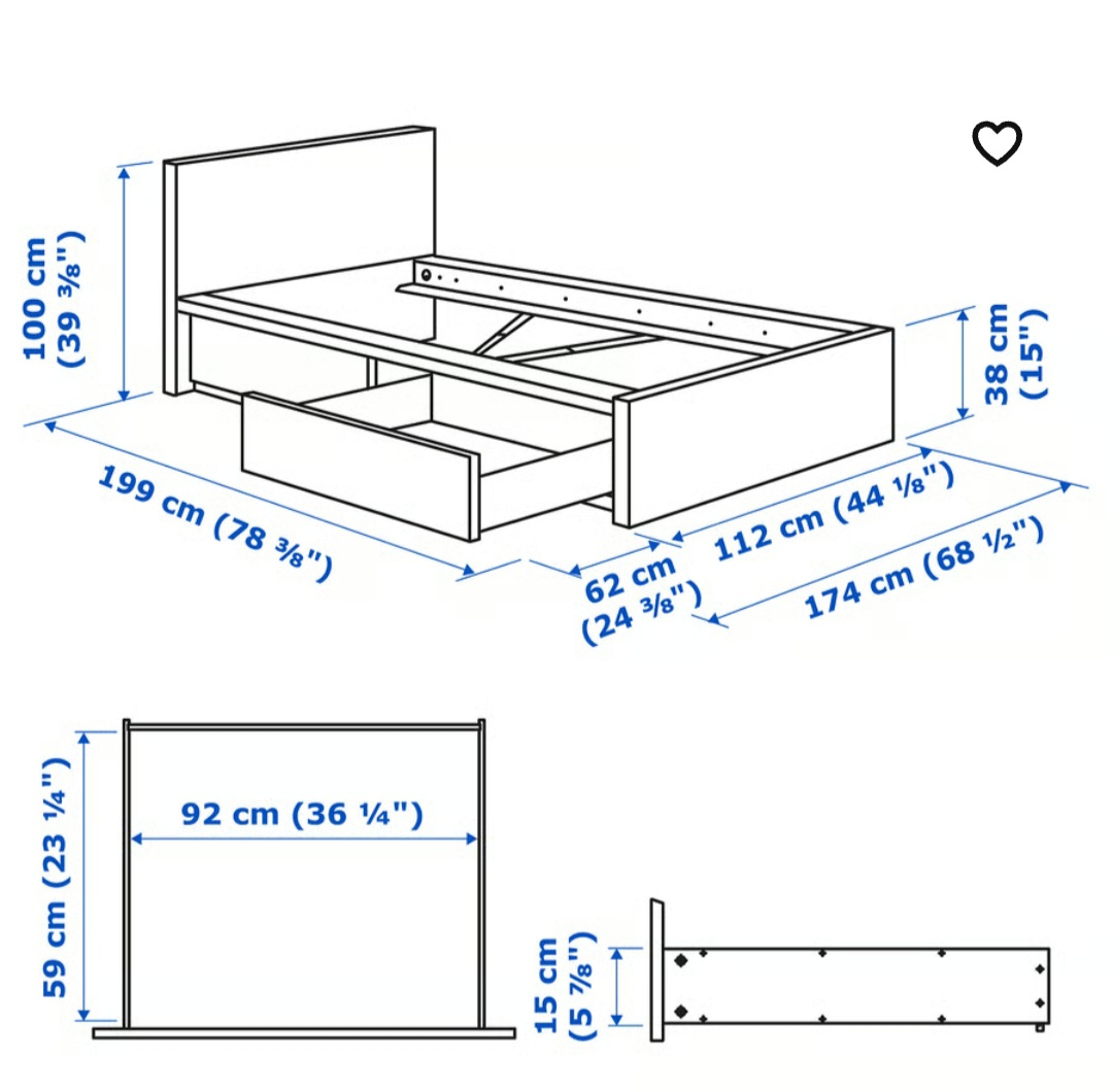 Bed Frame w/ Storage - Dark Brown - photo 2