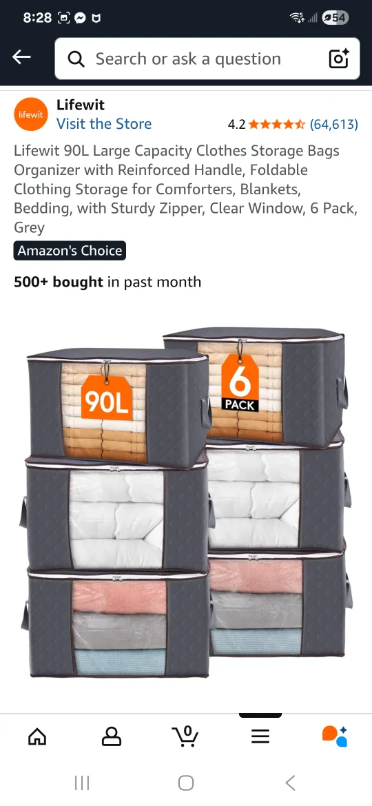 Lifewit 90L x4 Clothes Storage Bag - Grey thumbnail
