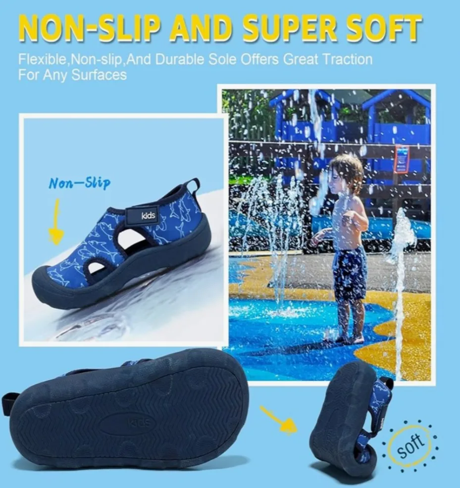 Kids Water Shoes - Blue Shark Pattern, Size 12 image indicator(6)