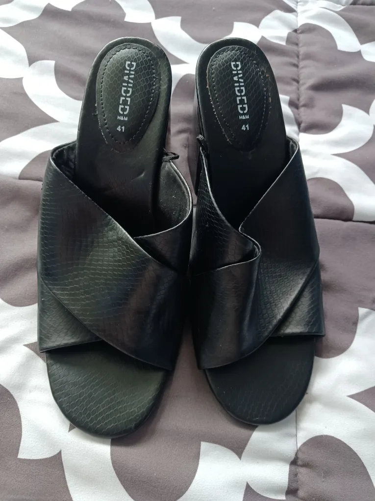 H&M Divided Black Heeled Mules - Size 41 thumbnail