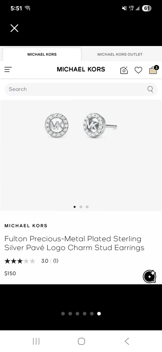 Michael Kors MKJX7323040 Rhodium Clear Silver Earrings image indicator(4)