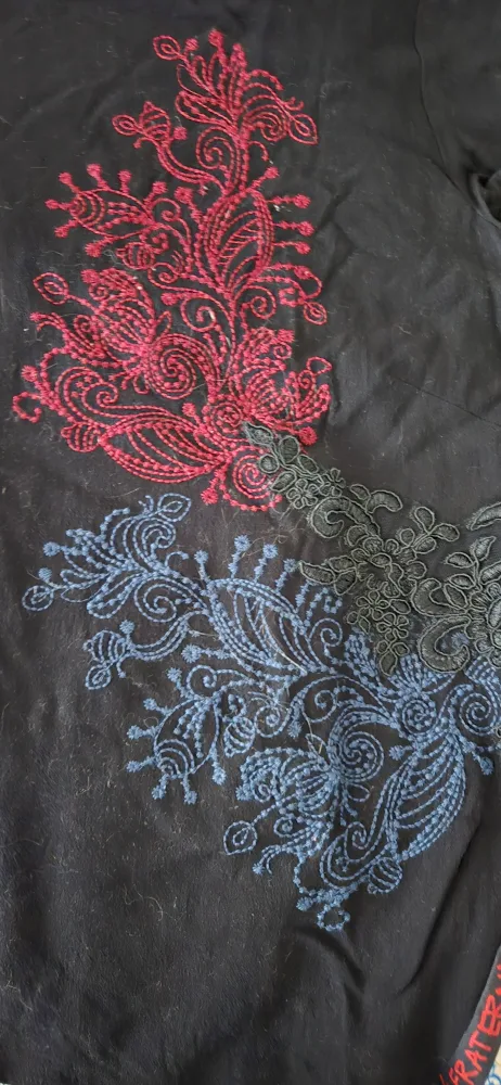 Desigual Black Embroidered Tee - Size L image indicator(3)