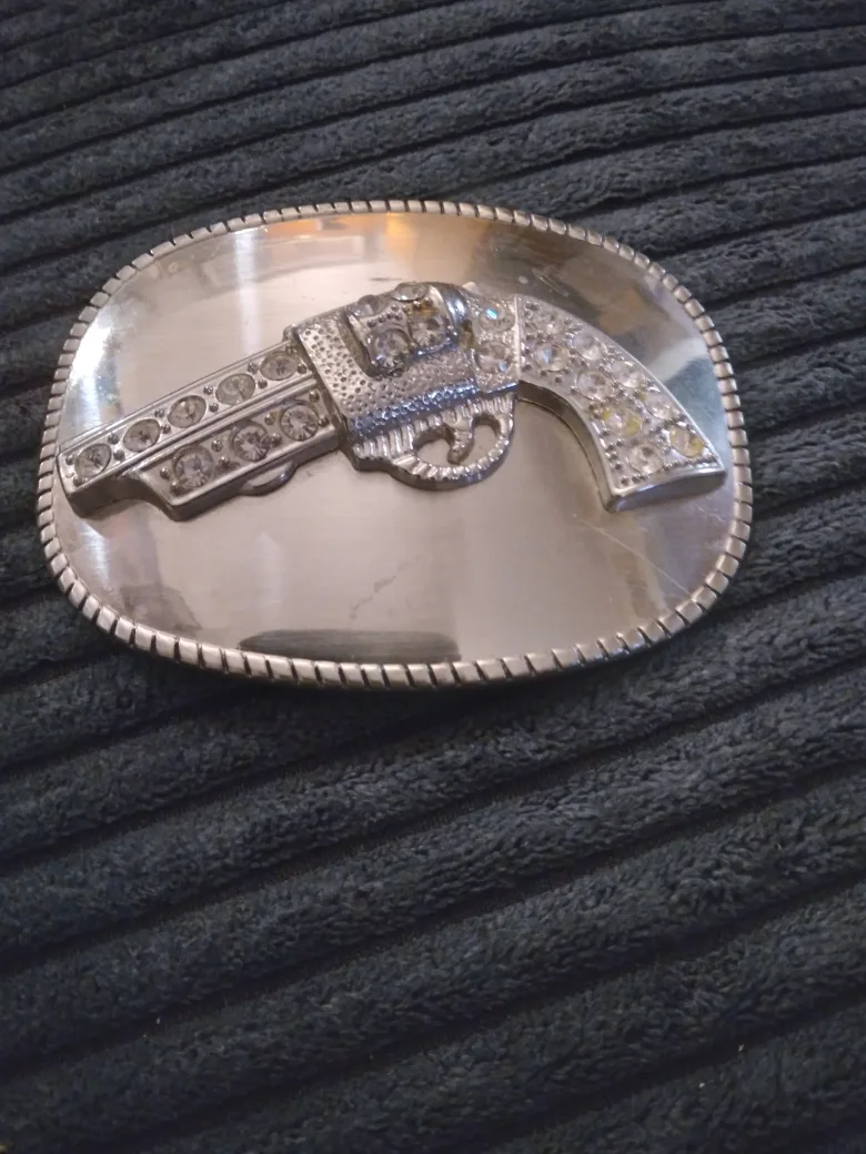 Rhinestone Revolver Belt Buckle thumbnail