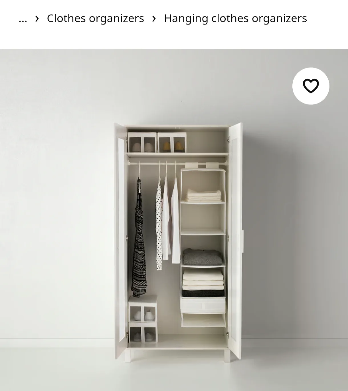 Hanging Closet Organizer - White thumbnail