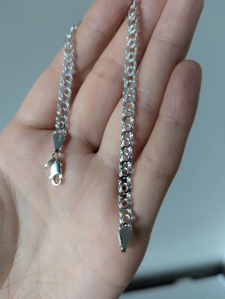 925 Sterling Silver Double Curb Chain Bracelet image indicator(3)