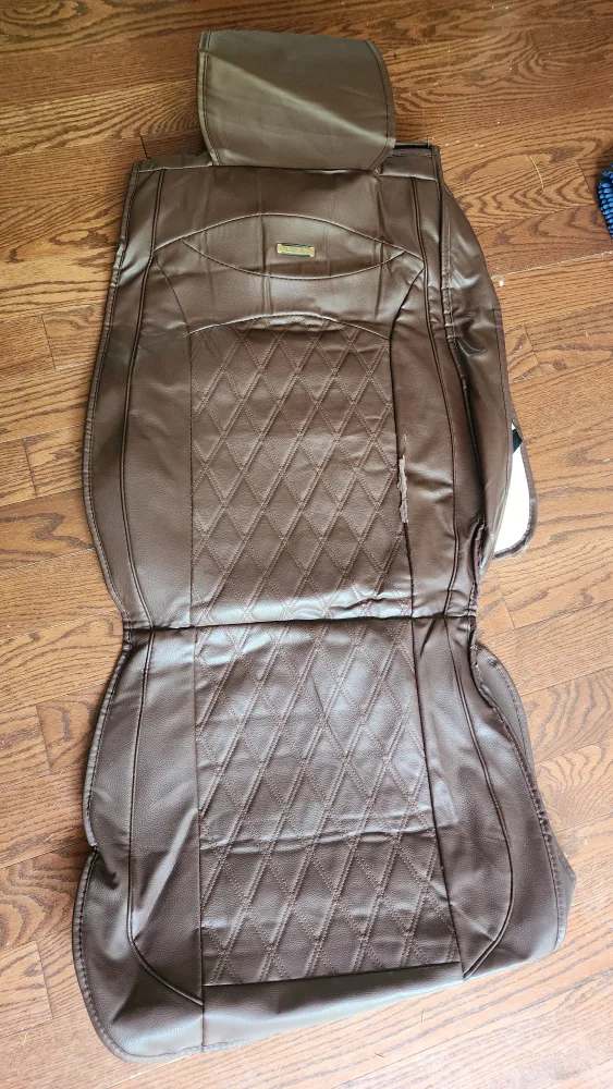 Brown faux leather universal car seat cover thumbnail