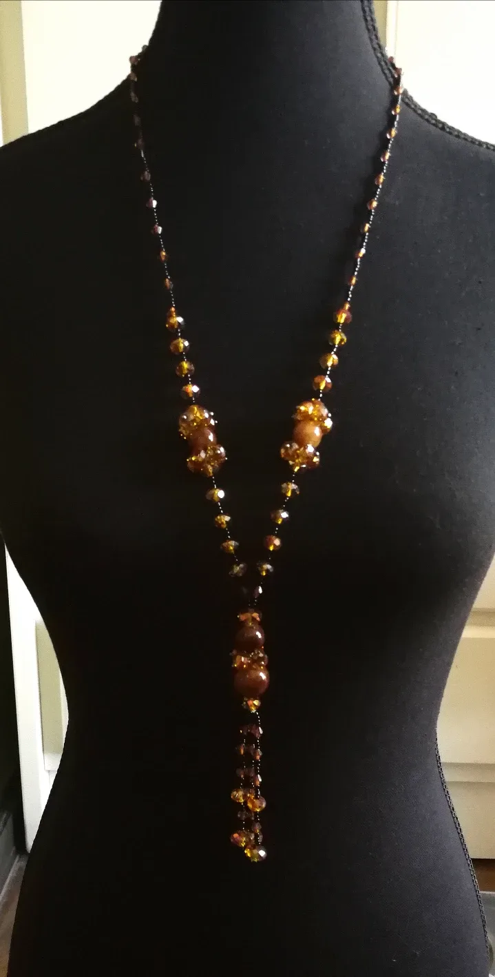 Brown Beaded Necklace (New) thumbnail