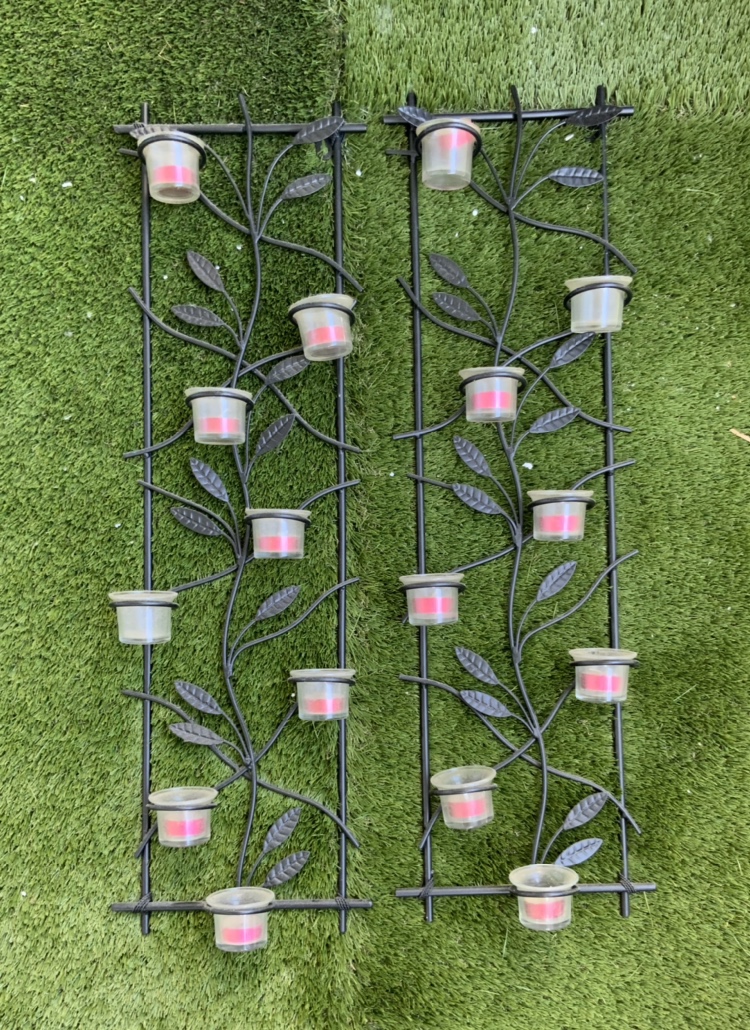 Metal wall leaf art design candle holder