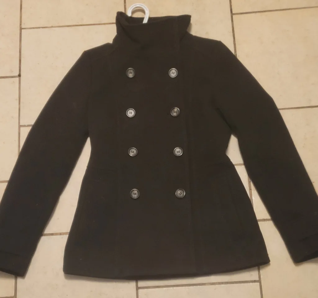 H and M Black Pea Coat thumbnail