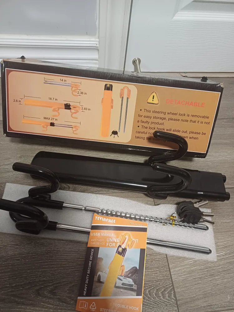 TeylaPhee Twin Bar Double Hook Steering Wheel Lock thumbnail