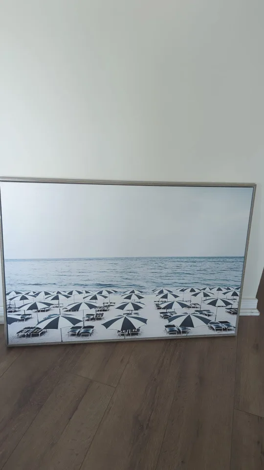 Serene Beachscape with Umbrellas Wall Art thumbnail