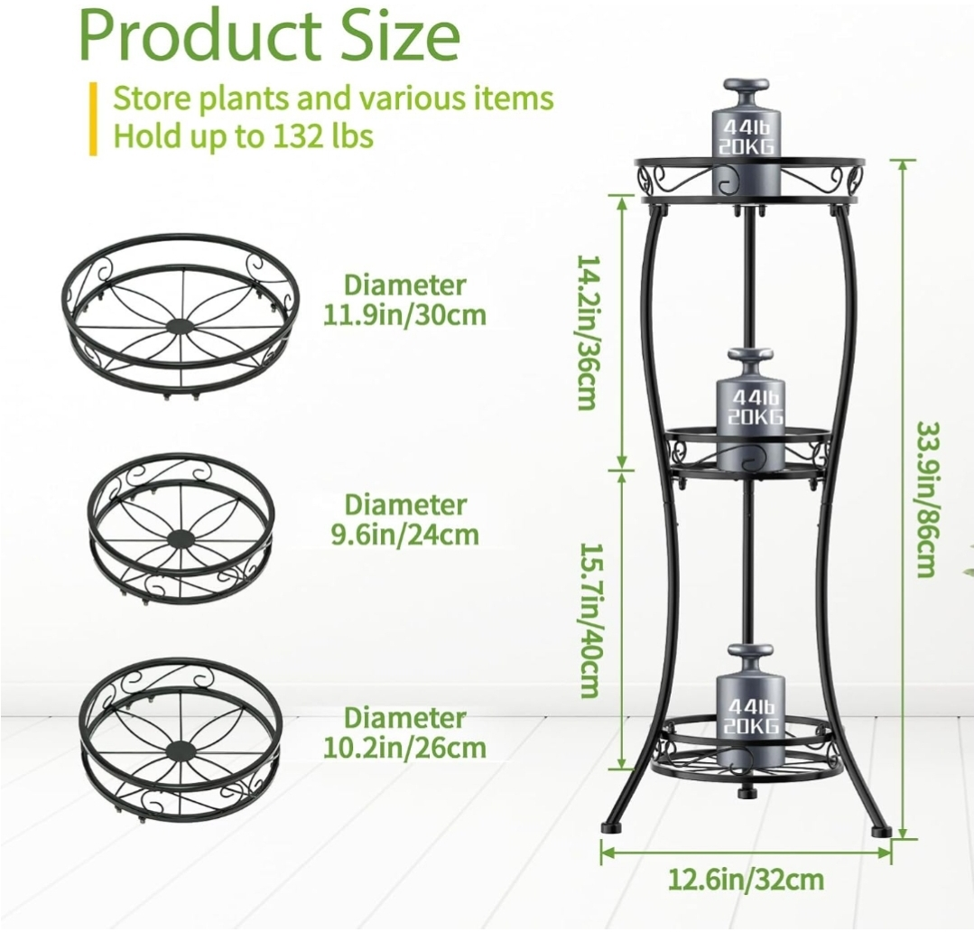 3-Tier Metal Plant Stand - Indoor/Outdoor - photo 2