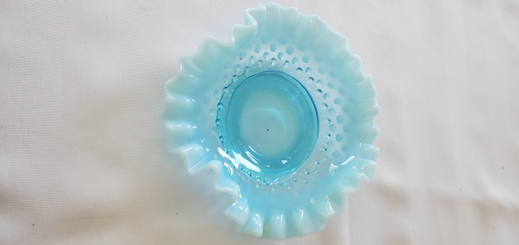 Vintage Fenton Blue Hobnail Bowl