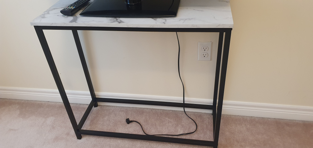 Marble Top Console Table with Black Metal Frame