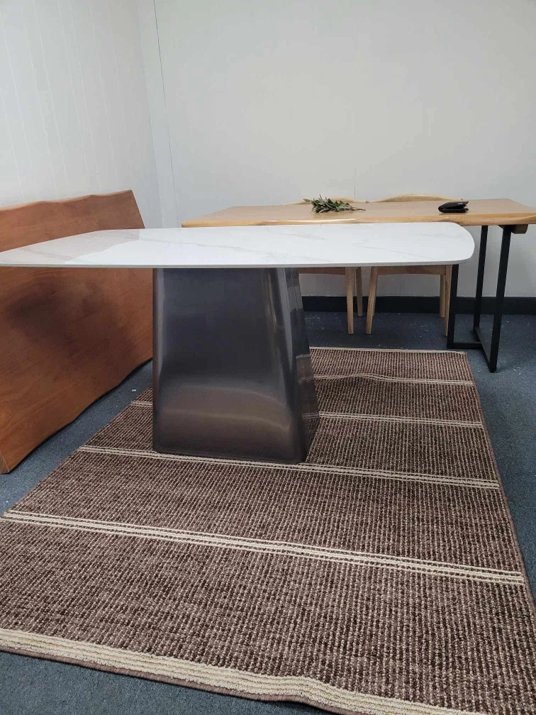 Modern Dining Table - White Top, Grey Base thumbnail