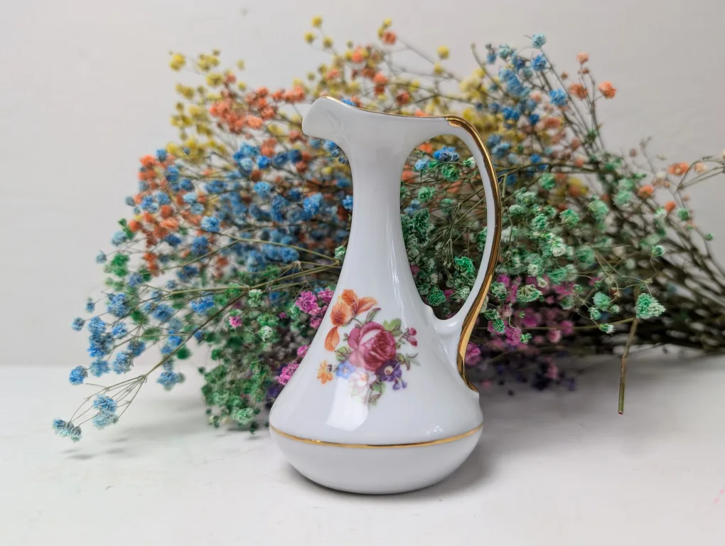 Vintage Floral Decorative Pitcher - Bud Vase thumbnail