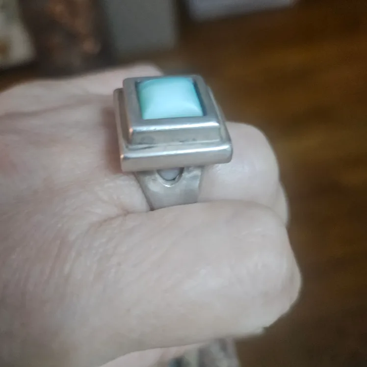sterling silver  turquoise inlayed women ring. thumbnail