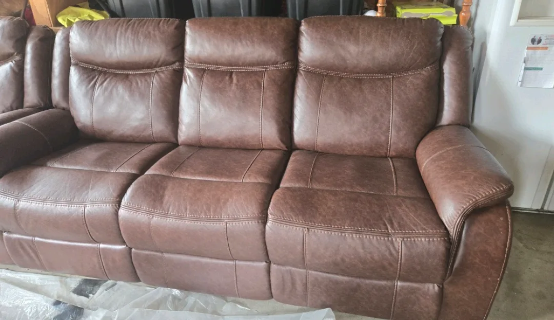 Brown Leather Reclining Sofa thumbnail