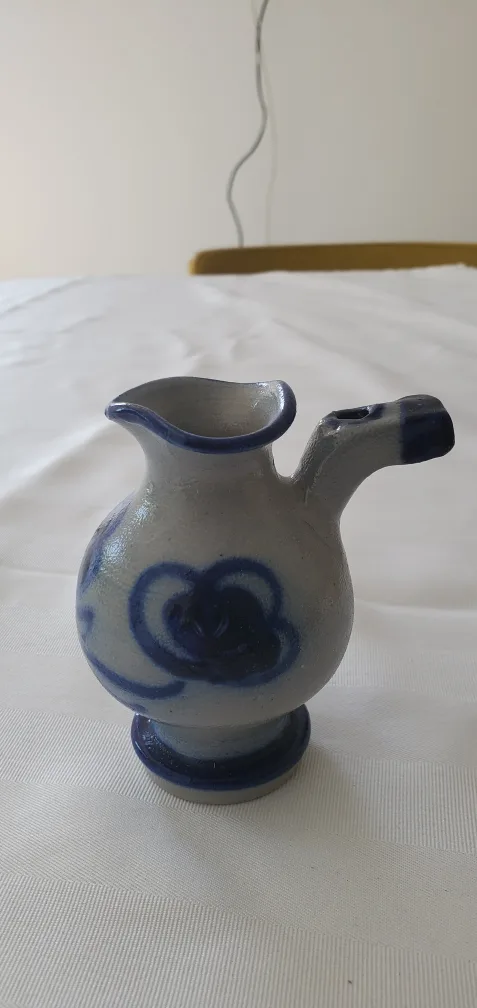 Blue Floral Stoneware Creamer /Whistle thumbnail