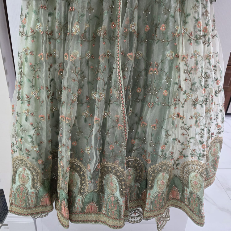 Mint Green Embroidered Anarkali Dress - photo 5