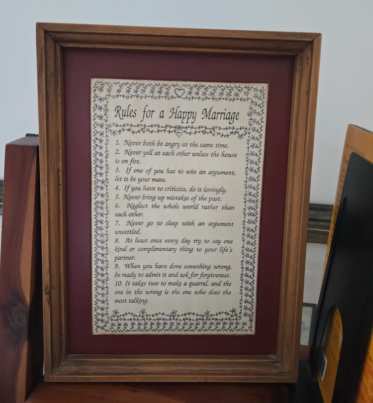 Framed Rules for a Happy Marriage Print thumbnail