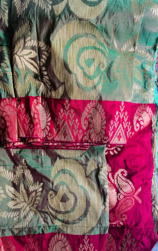 Purple & Green Embroidered Fabric image indicator(4)