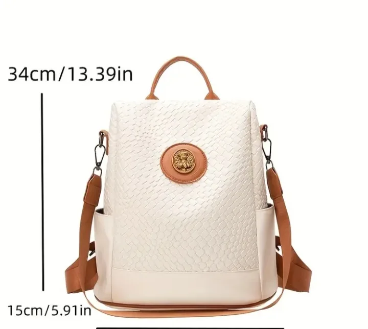 NEW White & Brown Backpack Purse image indicator(2)