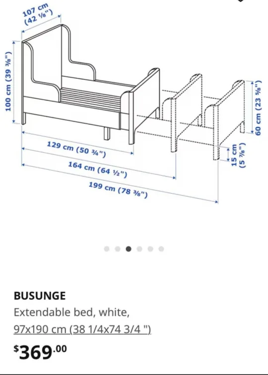 IKEA BUSUNGE Extendable Bed - White image indicator(2)