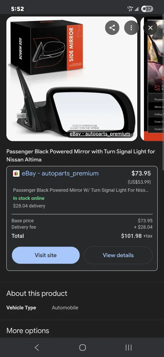 A-Premium Passenger Side Mirror for Nissan Altima 07-11 image indicator(7)