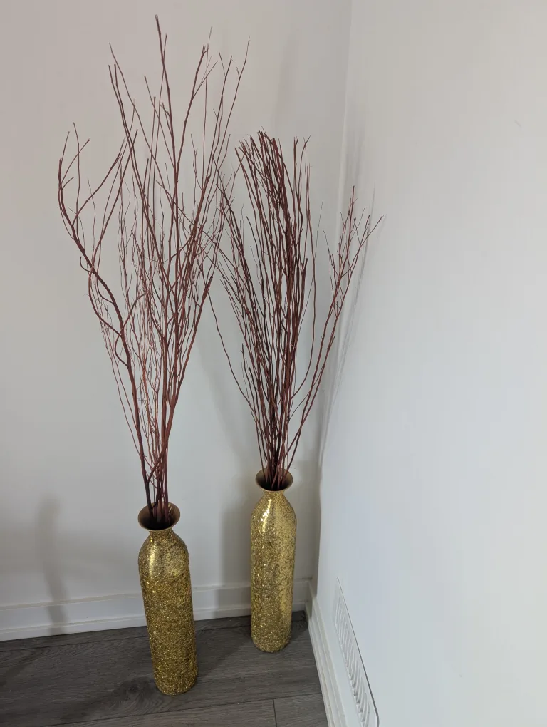 Moving out sale. Gold Glitter Vases with Decorative Branches thumbnail