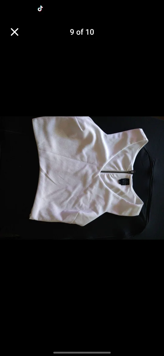 White Tank Top with Zipper Detail thumbnail