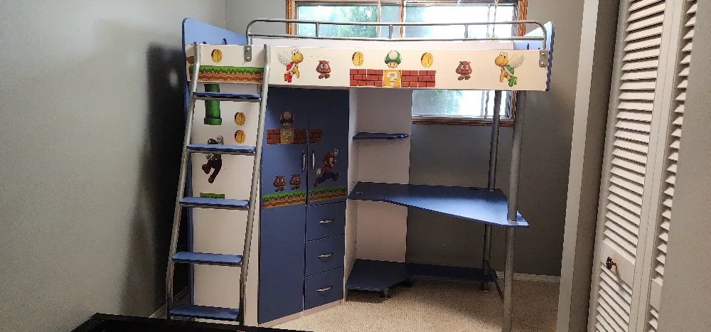 Mario Loft Bed with Wardrobe & Desk thumbnail