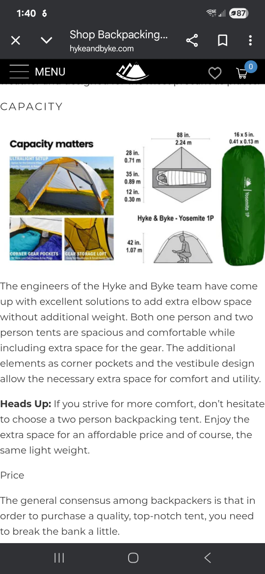 Hyke & Byke Yosemite 1P Backpacking Tent - photo 2