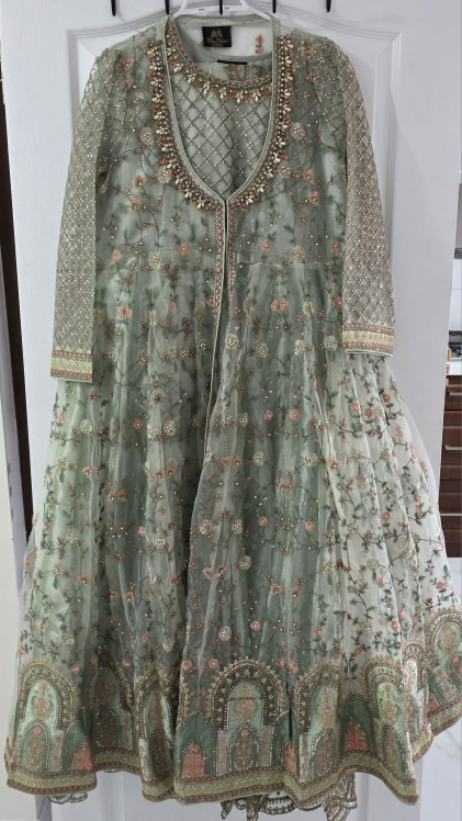 Mint Green Embroidered Anarkali Dress - photo 3