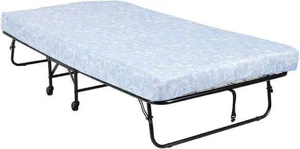 Folding Bed Frame with Mattress - Twin Size with wheels thumbnail