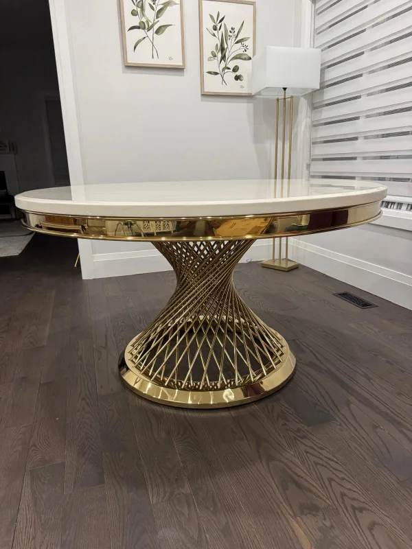 Round Dining Table - Gold Base image indicator(3)