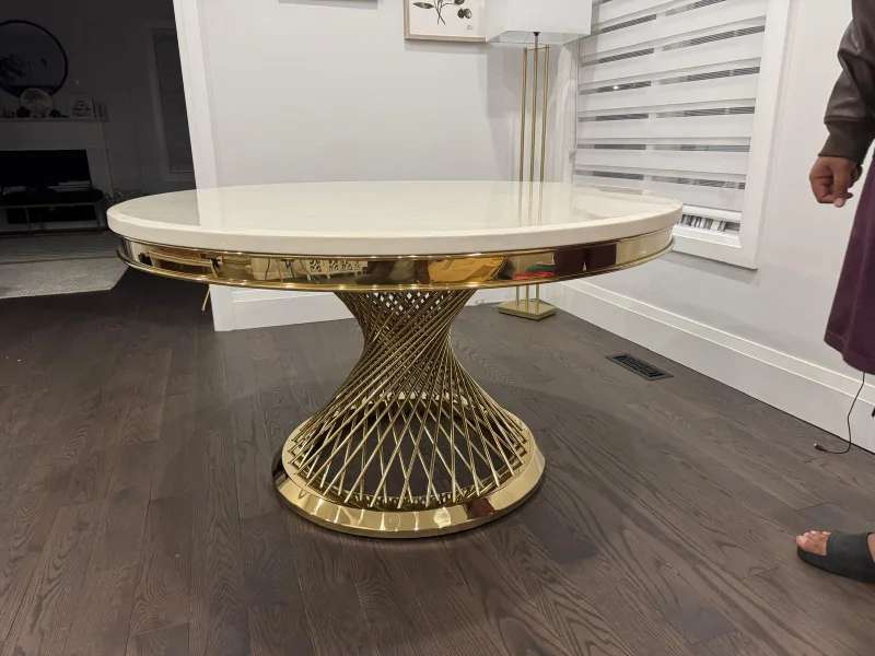 Round Dining Table - Gold Base image indicator(4)
