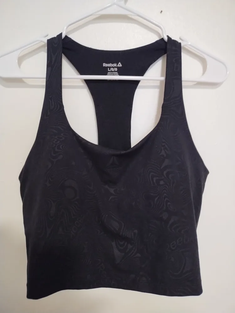Reebok Black Sports Bra crop top Large thumbnail