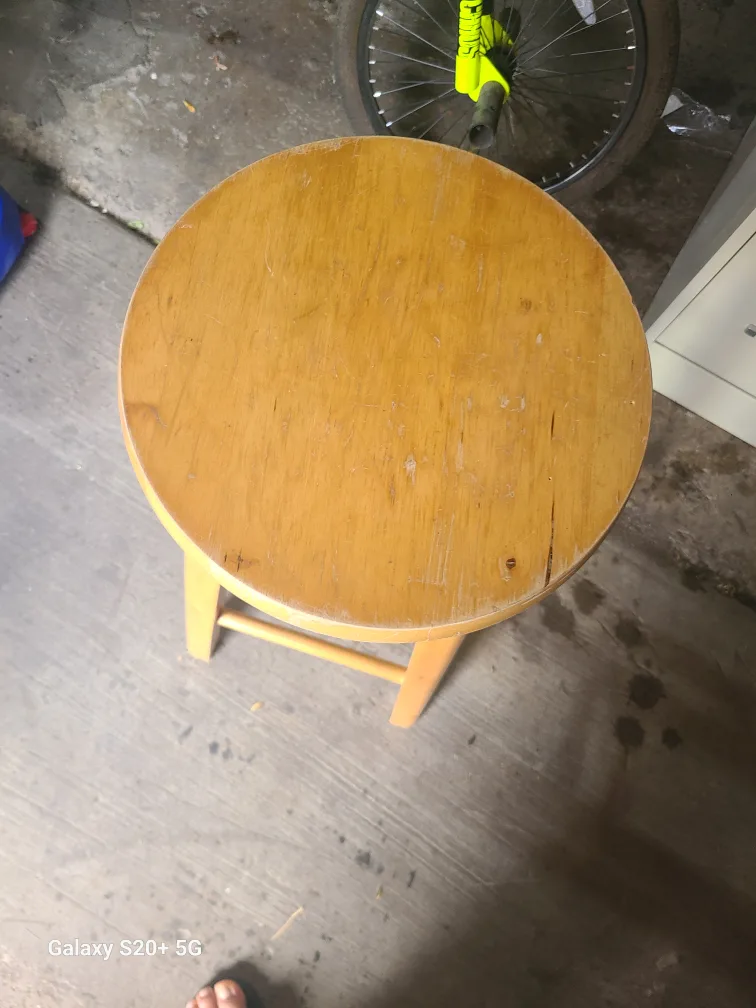 Wooden Round Top Stool - 31" Tall thumbnail