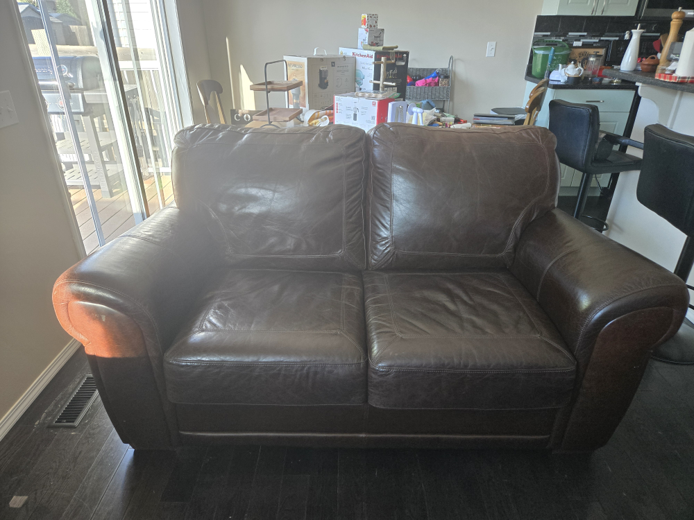 Brown Leather Loveseat