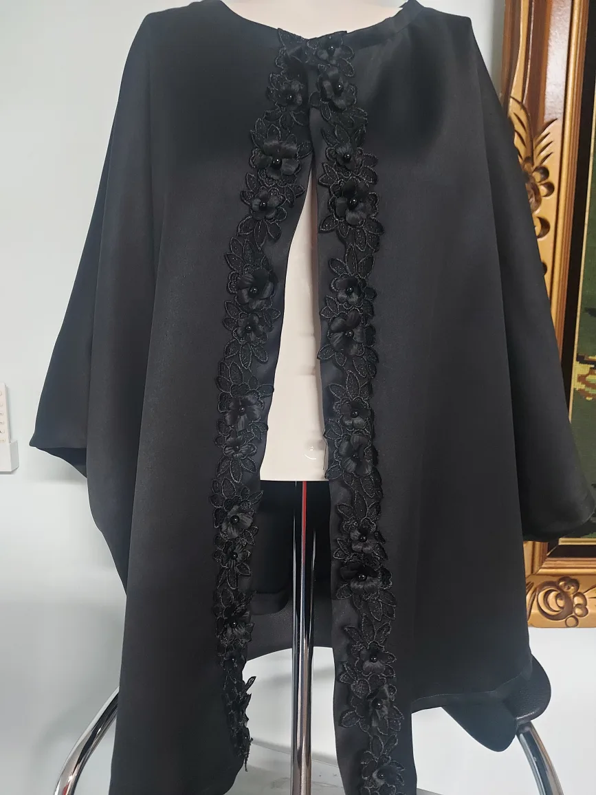 Black Floral Trim Abaya thumbnail