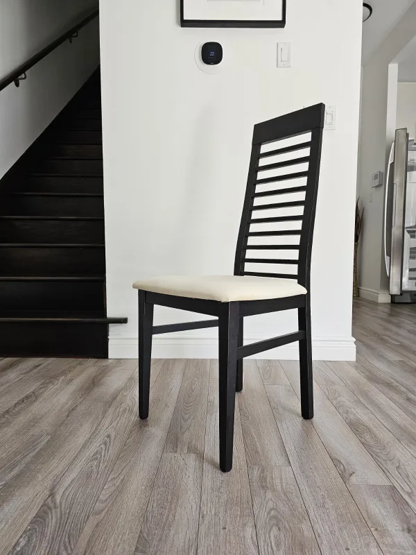 Wood frame Dining Room Chair with Cream Seat thumbnail