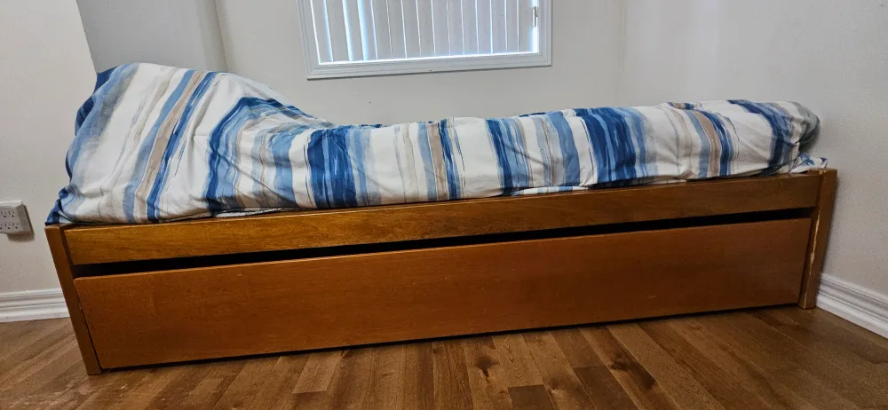 Wooden Single Bed with Trundle thumbnail