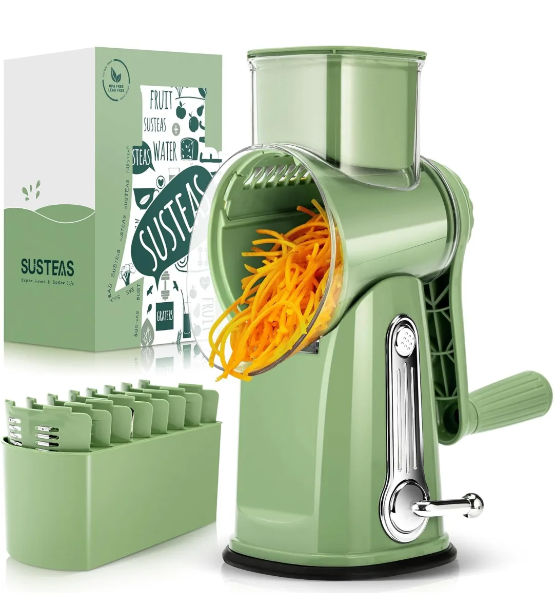 Susteas Rotary Cheese Grater - Green 🥕 thumbnail